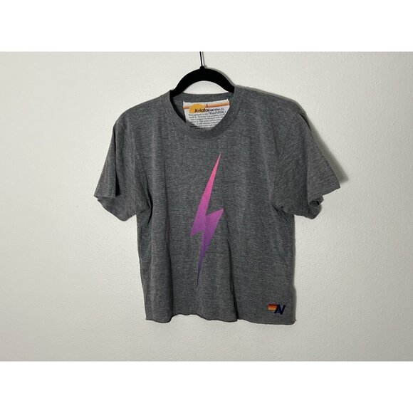Aviator Nation Tops - Aviator Nation Gray Lightning Bolt Short Sleeve T Shirt Size Small